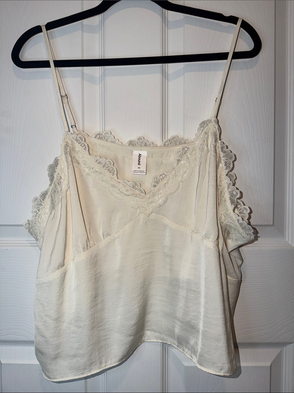Abound Cream Lace-Trim Satin Camisole